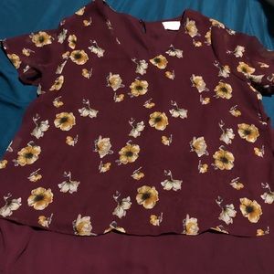 Floral openback sheer shirt